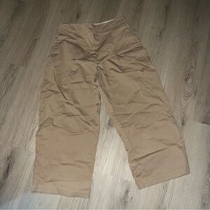 Zara Tan High Waisted Pleated Ankle Pants Size L